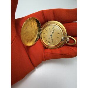 Vintage Wittnauer Silhouette Swiss Gold Tone Pocket Watch Date Working